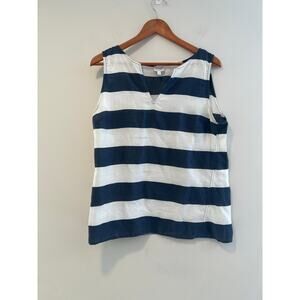 Armani Collezioni Sleeveless Blouse Blue White Stripes Size 14 SG